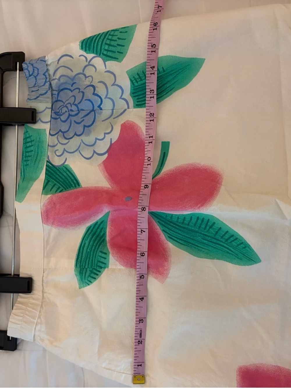 White Floral with Pink & Blue Blooms Pencil Midi Skirt - Picture 8 of 8